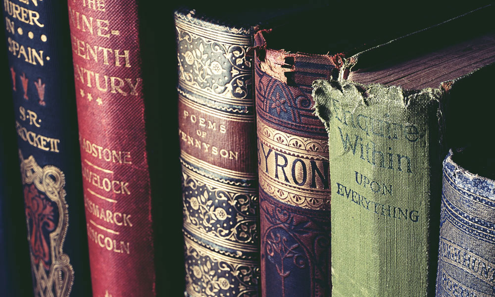 A row of poetry books
