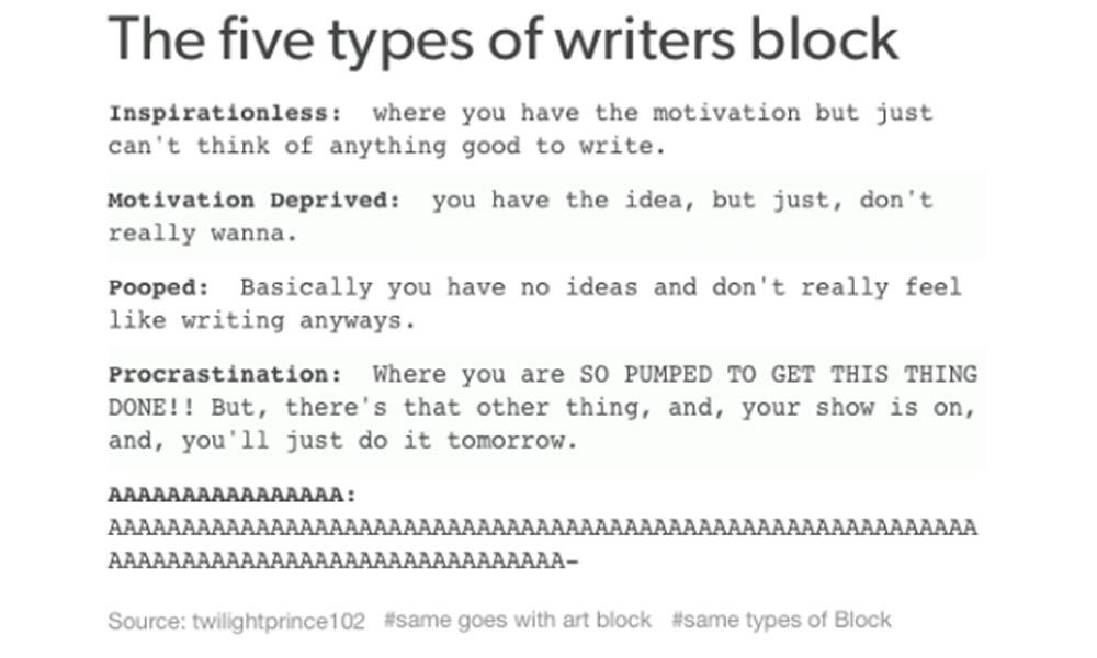 Notes on writers block